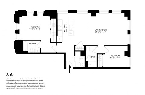 Unit L- Two Bedrooms Two Bathrooms Floor Plan at The Press/321, Michigan, 48226